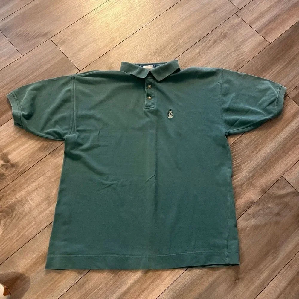 Vintage Bugle Boy Mens XL‎ Green Short Sleeve Cotton Polo Shirt Bin F-105